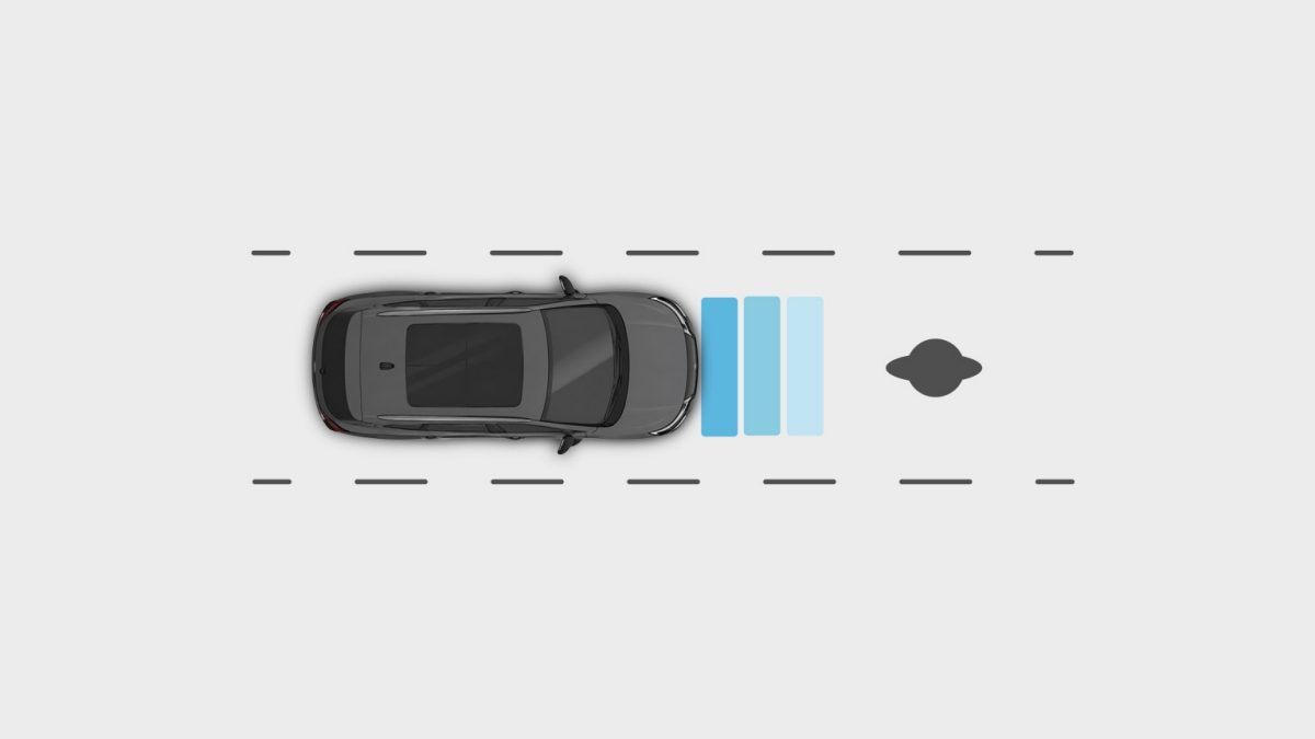 Icono de Nissan X-Trail 2026 mostrando como funciona la Tecnología de Alerta Inteligente de colisión Frontal