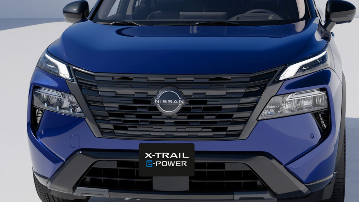 Vista frontal de la nueva parrilla Nissan X-Trail e-POWER con e-4ORCE 2027